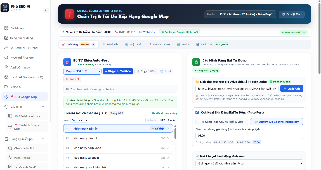 Hệ thống quản trị và SEO Google Map Business Suite - Phố SEO AI